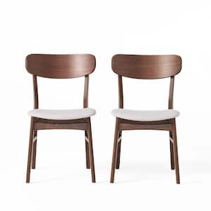 Emmeline Light Beige/Walnut Finish Fabric Dining Chair (Set of 2)