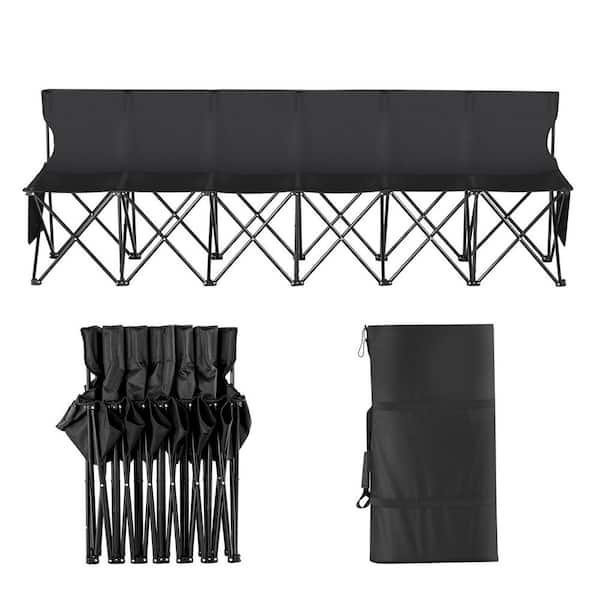 Portable Folding Bench, 6 Seats Foldable Sideline Bench, Outdoor Camping Bench Chair, Team Sport Sideline Bench