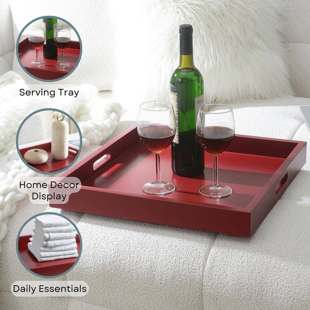 Palm Beach Red Painted Wood Multi-Use Serving Tray