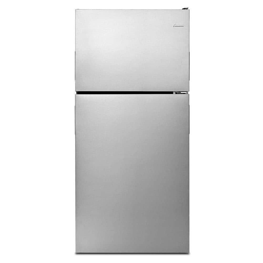 Amana 18.2 cu. ft. Top Freezer Refrigerator in Monochromatic Stainless Steel, Silver