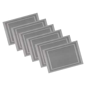 EveryTable 18 in. x 12 in. Double Border Two-Tone Gray PVC Placemat (Set of 6)