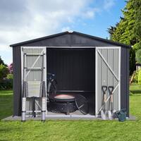 Boosicavelly 10 ft. W x 12 ft. D Dark Gray Metal Shed with Double Door and Vents (120 sq. ft.) BOSTSTG12DG