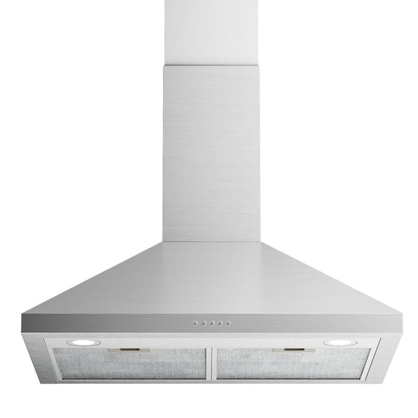 SIMZLIFE 30 in. 450 CFM Kitchen Wall Mount Range Hood with 2W LED Light, 3 Speed Exhaust Fan and Button Controls