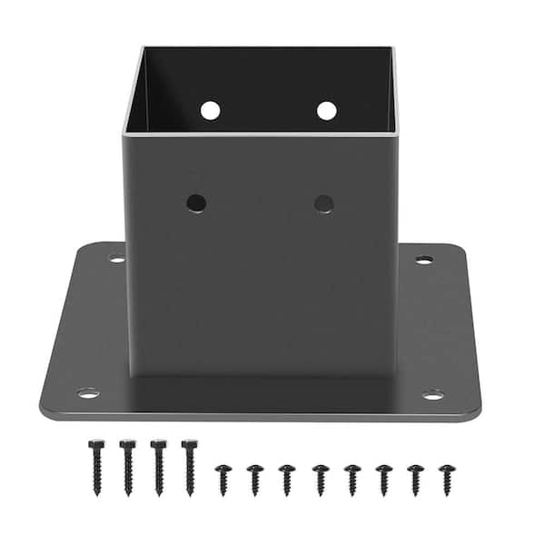 Afoxsos Metal Post Anchor Matte Black Heavy Duty Powder-Coated 4 x 4 Post Base Brackets (1-Pack) for Deck Railing Support