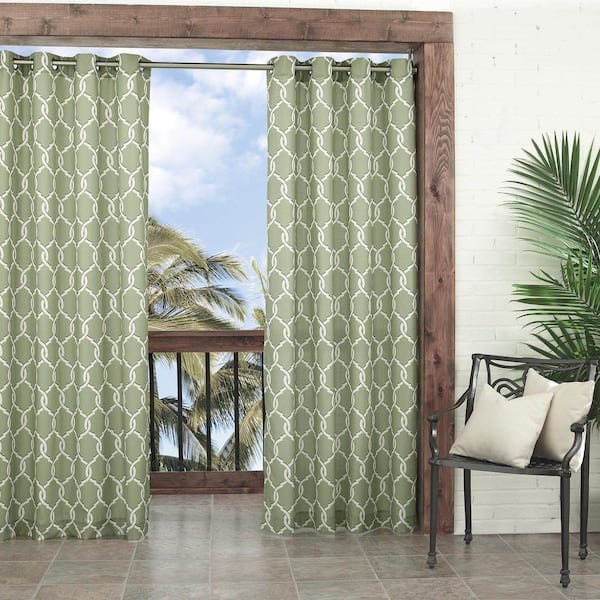  Semi-Opaque Totten Key Trellis Lime Polyester Grommet Curtain - 52 in. W x 84 in. L