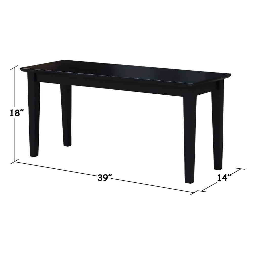 39" Black Solid Wood Shaker Style Bench