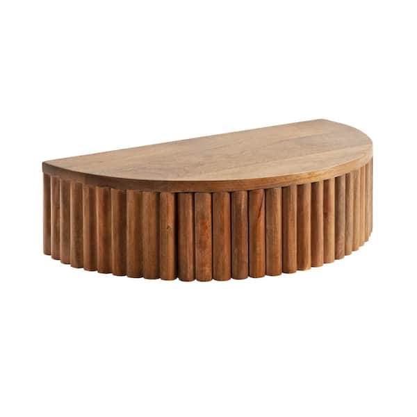 Kate and Laurel Reid 20.00 in. Walnut Brown Half Circle Solid Wood End Table