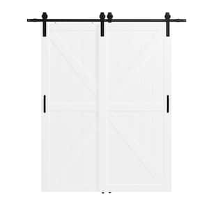 72 in. x 84 in. (Double 36 in. Doors) White, MDF and DIY Painted, Double K-Shape Sliding Barn Door with Hardware Kit