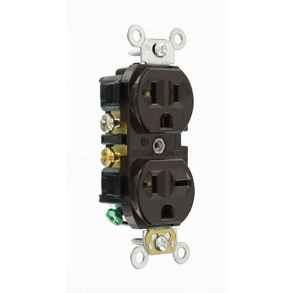 20 Amp 125/250 V NEMA 5-20R/6-20R Duplex Outlet/Receptacle, Brown (1-Pack) 5842