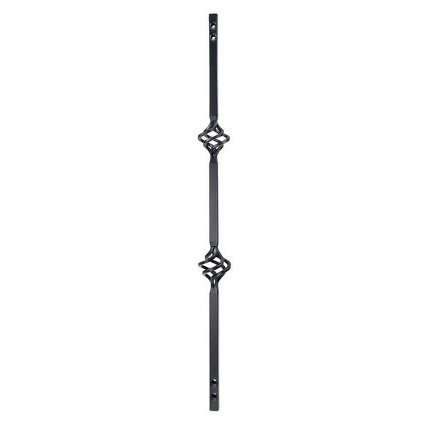 Fortress Railing Products 31 in. x 5/8 in. Black Sand Steel Square Double Basket Face Mount Deck Railing Baluster