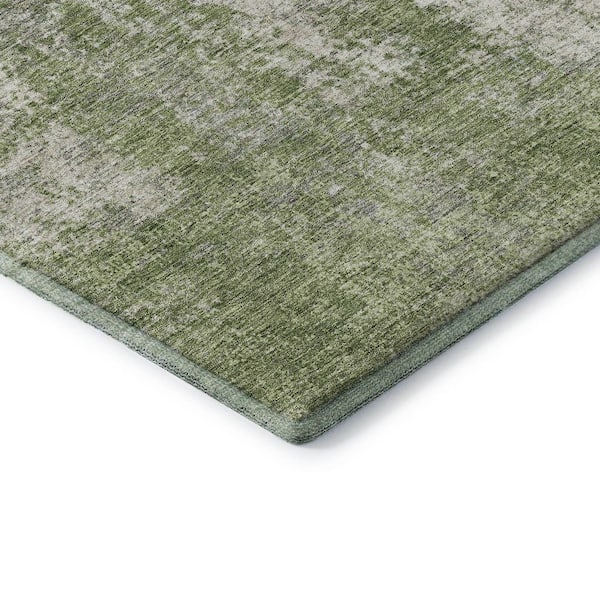Mayfield Premium Machine Washable Abstract AMF940 Green 9 ft. x 12 ft. Area Rug