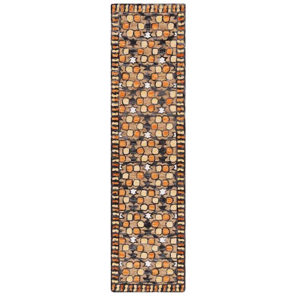 Aspen 2 ft. x 9 ft. Light Yellow/Orange Garden Tile Runner Rug