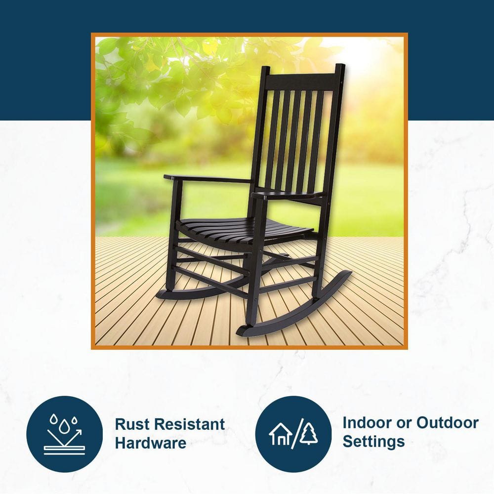 Vermont Black Hardwood Outdoor Porch Rocking Chair with Arms