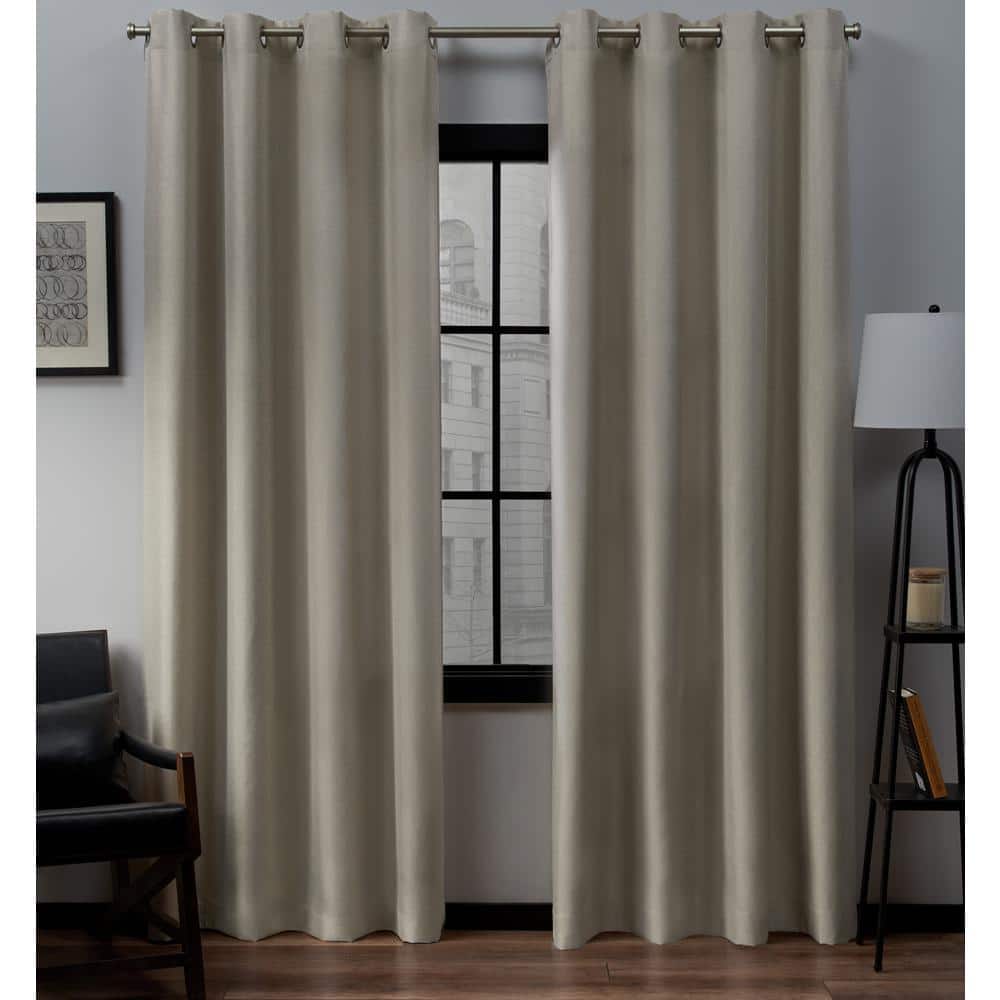 Loha Natural Solid Light Filtering Grommet Top Curtain, 54 in. W x 120 in. 