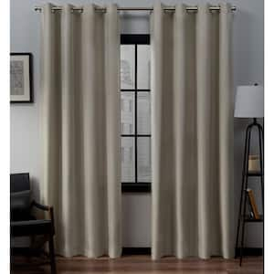 Loha Natural Solid Light Filtering Grommet Top Curtain, 54 in. W x 120 in. L (Set of 2)