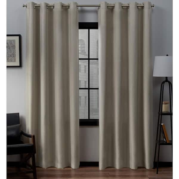 null Loha Natural Solid Light Filtering Grommet Top Curtain, 54 in. W x 120 in. L (Set of 2)