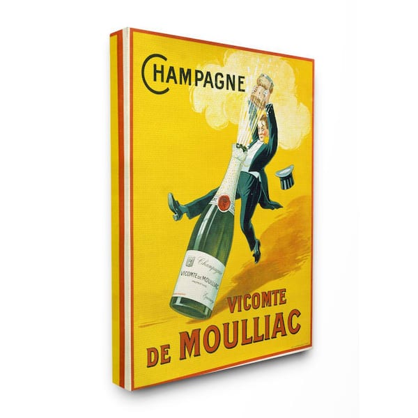 Stupell Industries "Vintage Champagne Vicomte de Moulliac Pop Bottle" by Marcus Jules Unframed Drink Canvas Wall Art Print 16 in. x 20 in.