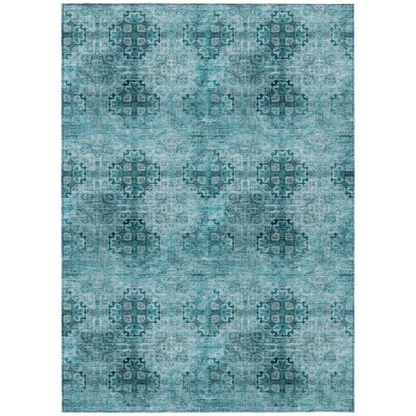 Addison Rugs Chantille ACN557 Teal 8 ft. x 10 ft. Machine Washable Indoor/Outdoor Geometric Area Rug