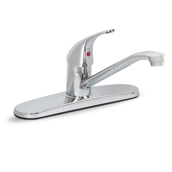 Single Lever Handle Deck Mount Standard Kitchen Faucet in Chrome with Black Side Sprayer