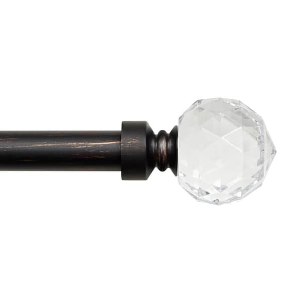 EXCLUSIVE HOME Crystal Ball 36 in. - 72 in. Adjustable 1 in. Single Curtain Rod Kit Oil Rubbed Bronze with Finial