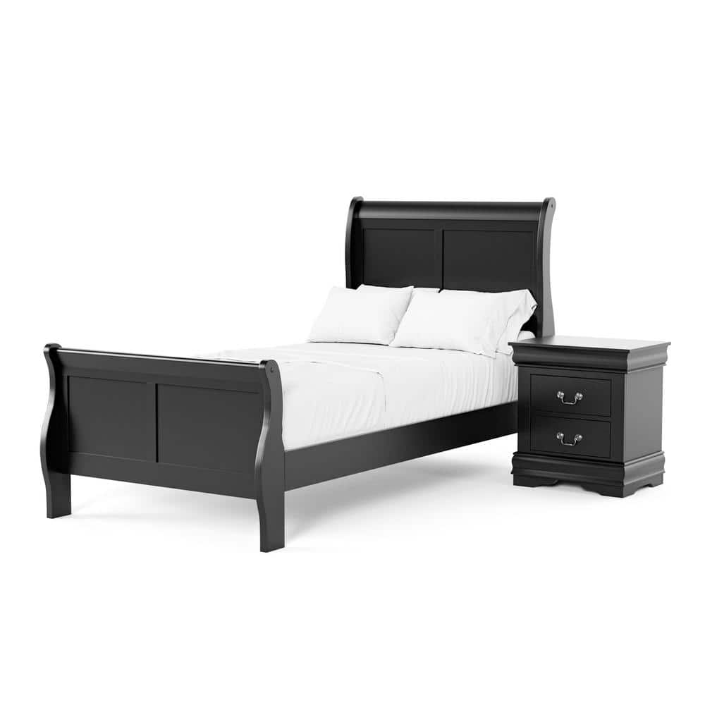 Furniture of America 2-Piece Burkhart Black Wood Twin Bedroom Set with ...