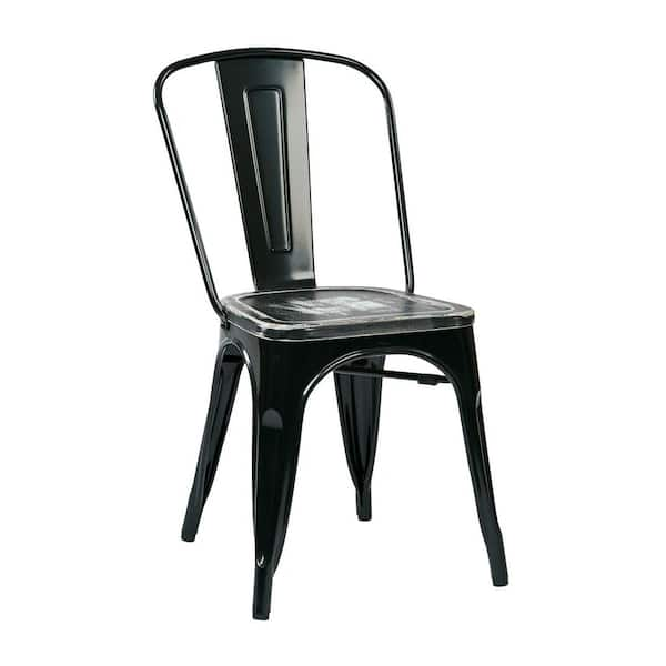 OSP Home Furnishings Bristow Black and Ash Crazy Horse Metal/Wood Side Chair (Set of 4)