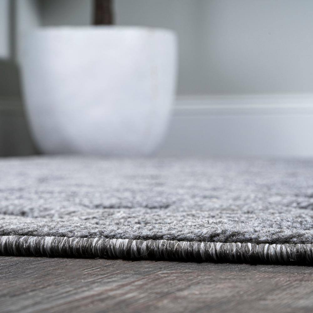 Handmade Dark Gray Geometric Round Synthetic Rug