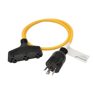 4 ft. 12/3 3-Wire 30 Amp 125-Volt Generator 3-Prong Locking NEMA L5-30P to 3x 5-15R Tri-Outlets Adapter Cord