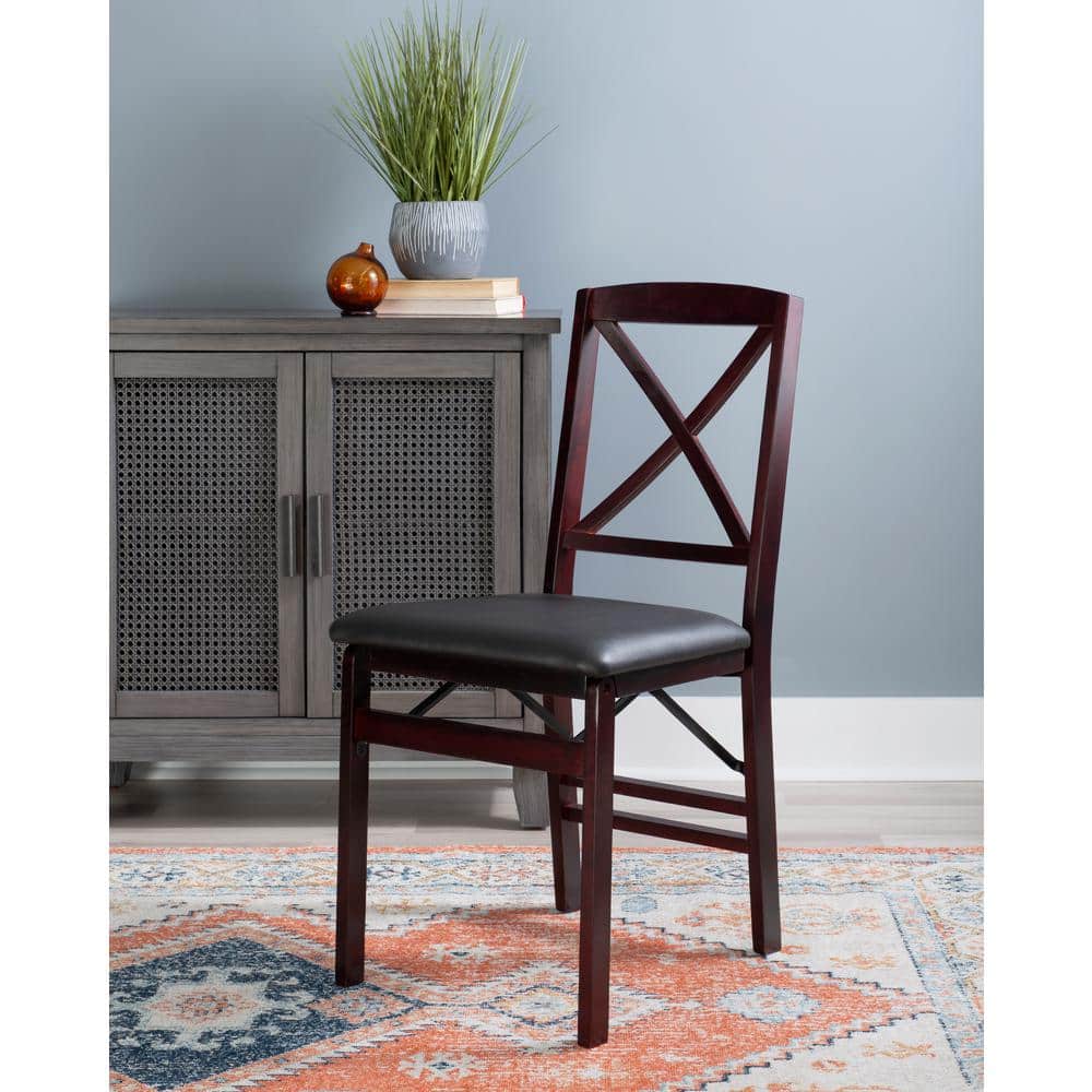 Brown Faux Leather High Cross Back Side Chair Set
