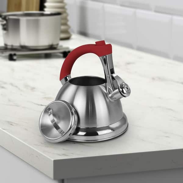 Mr. Coffee Carterton Stainless Steel Whistling Tea Kettle, 1.5 qt, Silver