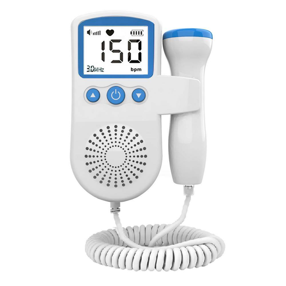 Aoibox Home Fetal Heart Rate Monitor for Pregnancy Baby Fetal Sound Heart Rate Detector in Blue