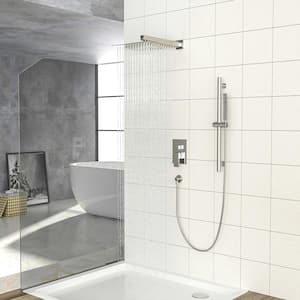 2-Spray Celling Mount Shower System with 12 in. Square 1.8 GPM Shower Faucet in Brushed Nickel (Valve include)