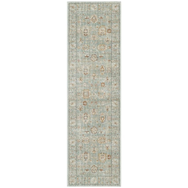 Nourison Oases Mint 2 ft. x 8 ft. Distressed Traditional Runner Area Rug