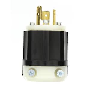 20 Amp 347-Volt Locking Grounding Plug, Black/White