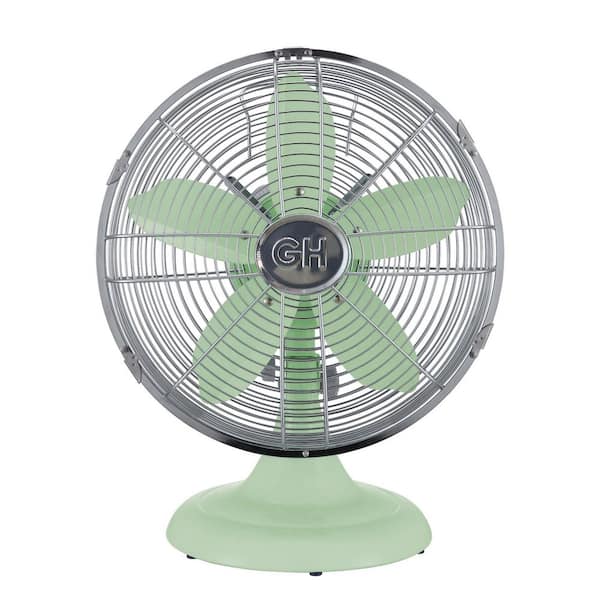 GOOD HOUSEKEEPING Retro 12 in. All-Metal Table Fan in Mint Green