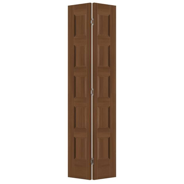 JELD-WEN 24 in. x 80 in. Conmore Hazelnut Stain Smooth Hollow Core Molded Composite Interior Closet Bi-Fold Door