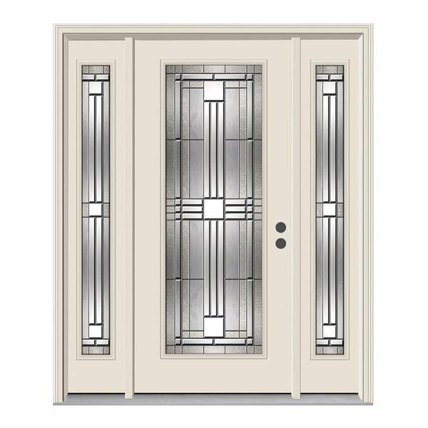 JELD-WEN 62 in. x 80 in. Full Lite Cordova Primed Steel Prehung Left-Hand Inswing Front Door with Sidelites