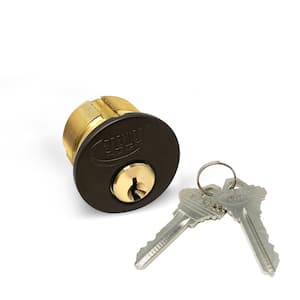 1 in. Solid Brass Mortise Cylinder with Matte Black Finish, SC1 (Pack of 2, Keyed Alike)