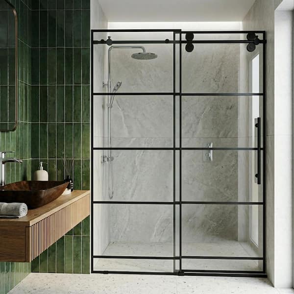 VIGO Elan 56 to 60 in. W x 74 in. H Frameless Grid Sliding Shower