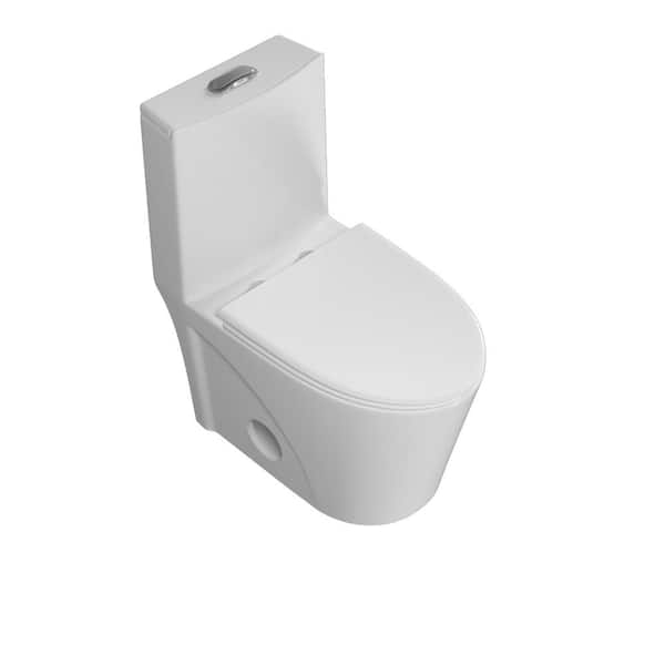 Tatayosi 1-Piece 1.1 GPF/1.6 GPF Dual Flush Elongated Toilet in White Seat Included , Silent and Slow Fall, Easy Removal