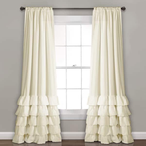Lush Decor Ivory Solid Rod Pocket Room Darkening Curtain - 40 in. W x 84 in. L (Set of 2)