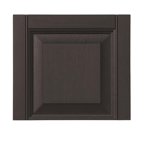 Ply Gem 13 in. x 15 in. Polypropylene Raised Panel Transom Design Brown Shutter Top Pair