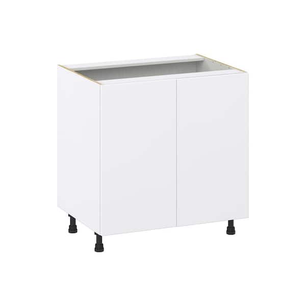 J COLLECTION Fairhope Bright White Slab Assembled Sink Base Kitchen Cabinet with Full High Door (33 in. W X 34.5 in. H X 24 in. D)