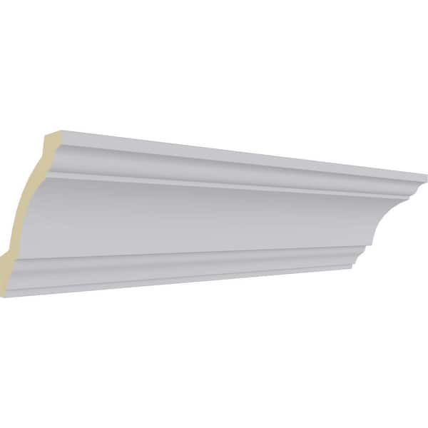 Ekena Millwork 3-1/4 in. x 3-1/4 in. x 94-1/2 in. Polyurethane Salem Traditional Smooth Crown Moulding