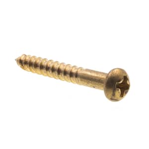 #6 x 1 in. Solid Brass Phillips Drive Round Head Wood Screws (25-Pack)