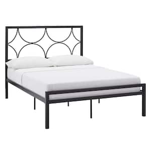 HomeSullivan Black Metal Frame Queen Platform Bed With Wood Finish Panels BQ BK The Home