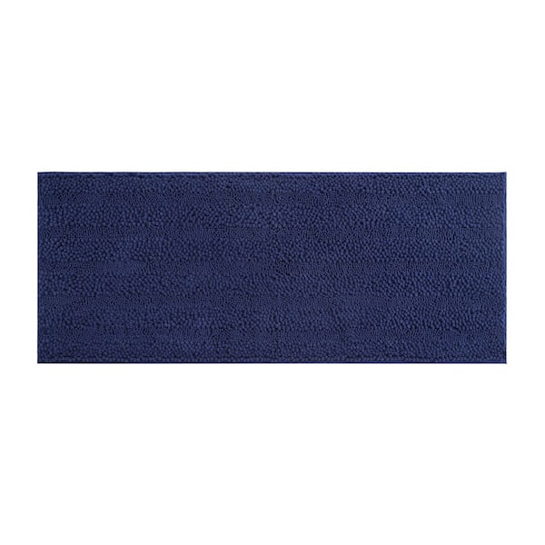 Astor With TPR Backing 24 in. x 60 in. Indigo Solid Color Polyester Rectangle Bath Mat