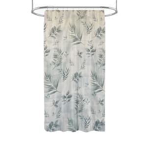 54 in. x 78 in. Rothbury Green Leaf Pattern Fabric Shower Polyester Curtain