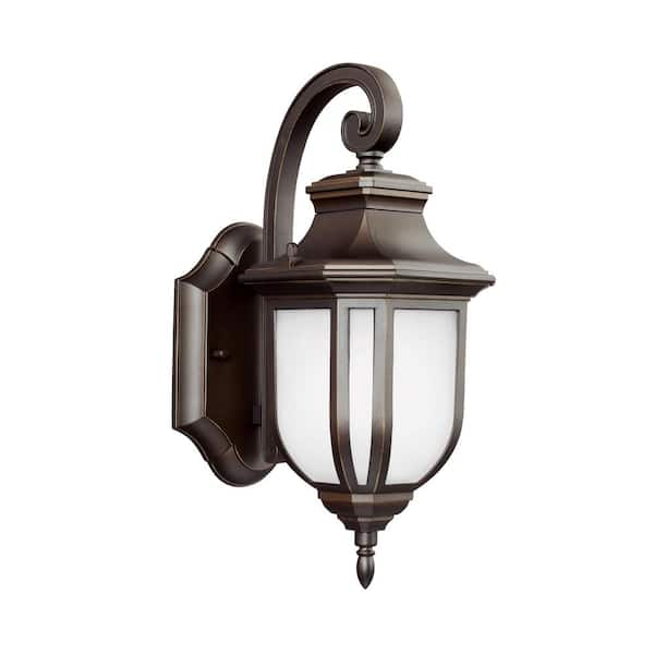 Generation Lighting Childress 1-Light Antique Bronze Outdoor 12.625 in. Wall Lantern Sconce