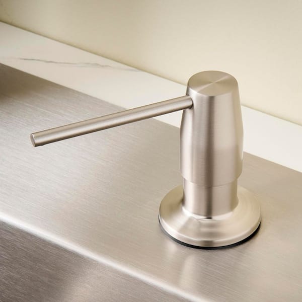 Brushed Nickel All Metal Countertop Soap Dispenser and Lotion Dispenser with Refillable Bottle